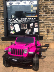 Kids ride-on Jeep Wrangler Rubicon 12v with Leather Seats and Eva Wheels
