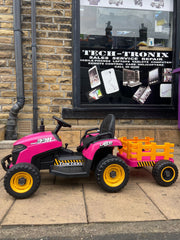 New 12V Electric Kids Ride on Sit on Tractor and Trailer with Remote