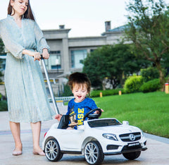 This GLA45 has 2 in 1 options of 12v Electric Car with Remote or Foot Pedal. And it also convert into Free Wheels Push along with a switch on the motors.