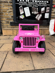 New Willys Jeep 4WD 12v single seat kids car - Pink