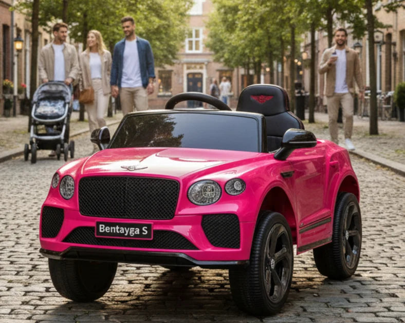 Bentley Bentayga Kids 12v Ride On Car with Remote in White, Pink, Black - Leather Seat & EVA Wheels