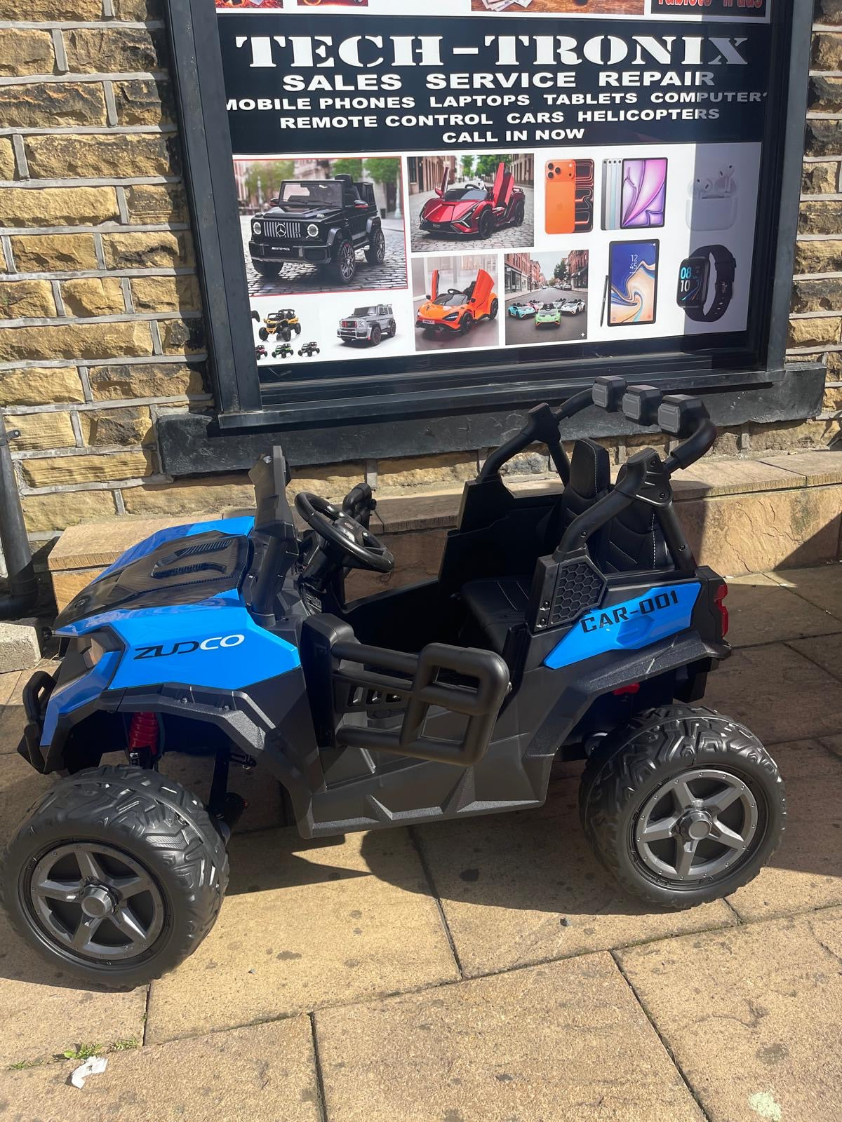 24v Kids 2 Seater Ride on UTV Buggy With Remote Leather Seats EVA Wheels 4 x Motors - Blue& Pink