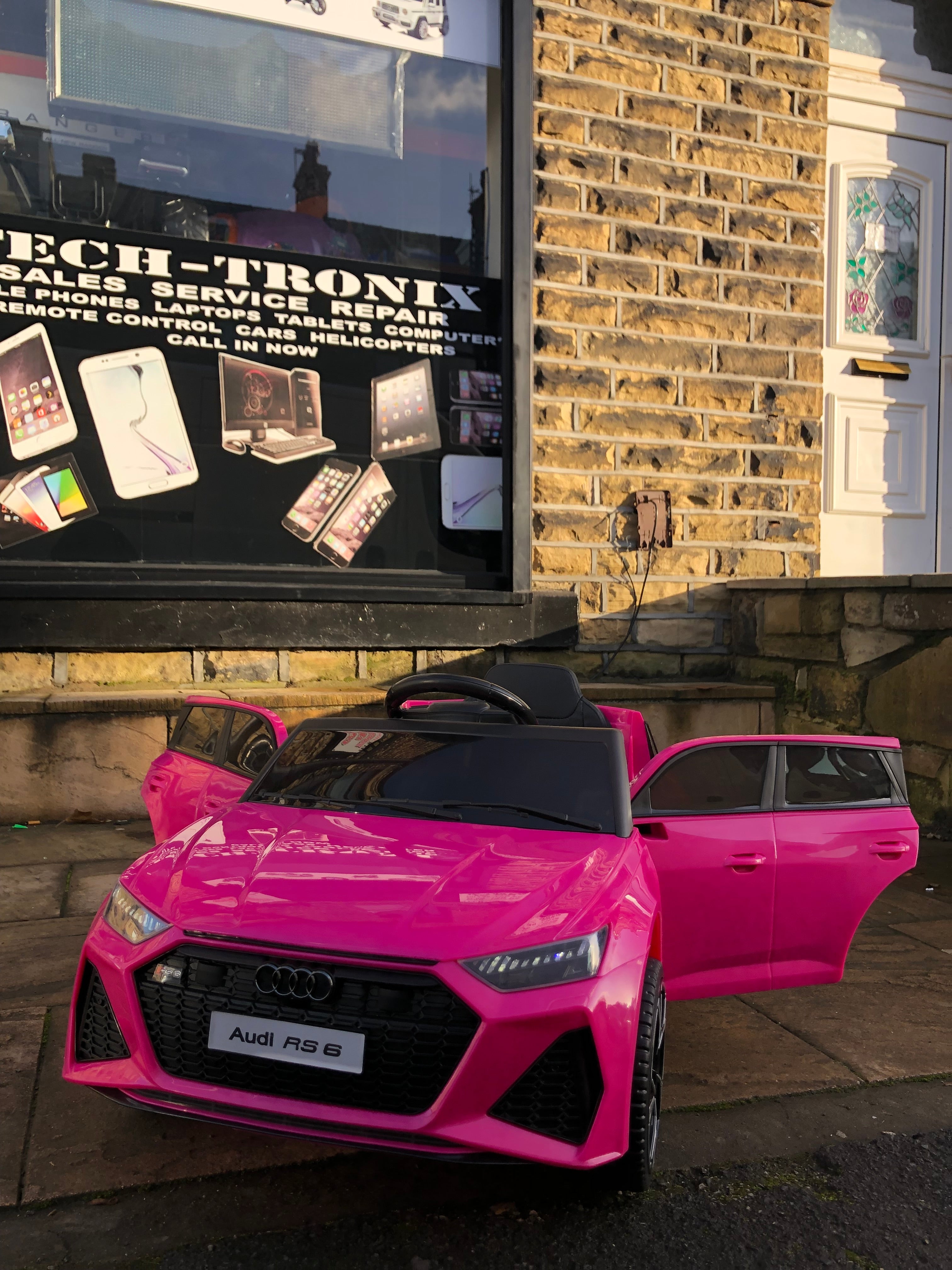 Kids Audi RS6(Upgraded Model Touch Screen LCD) Electric Ride on Car Officially Licensed by Audi, Leather Seats, Rubber Tyres