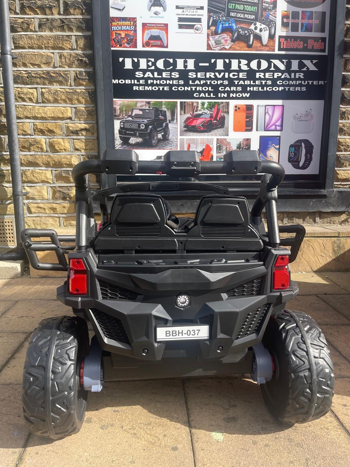 24v Kids 2 Seater Ride on UTV Buggy With Remote Leather Seats EVA Wheels 4 x Motors - Blue& Pink
