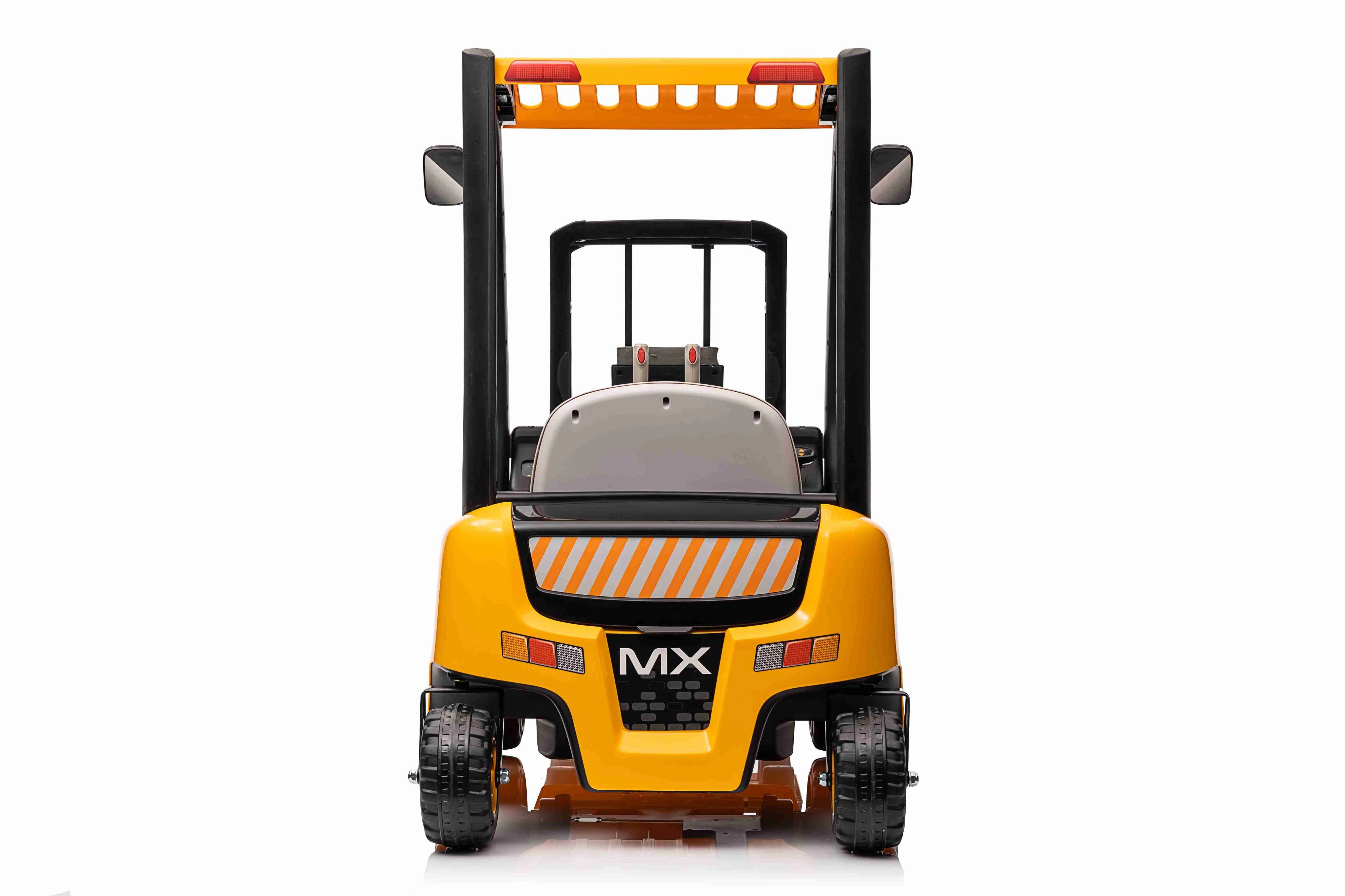 2025 Kids 12V Forklift with Remote Ride On Truck - Liftable Forks - Swivel Wheels - Yellow