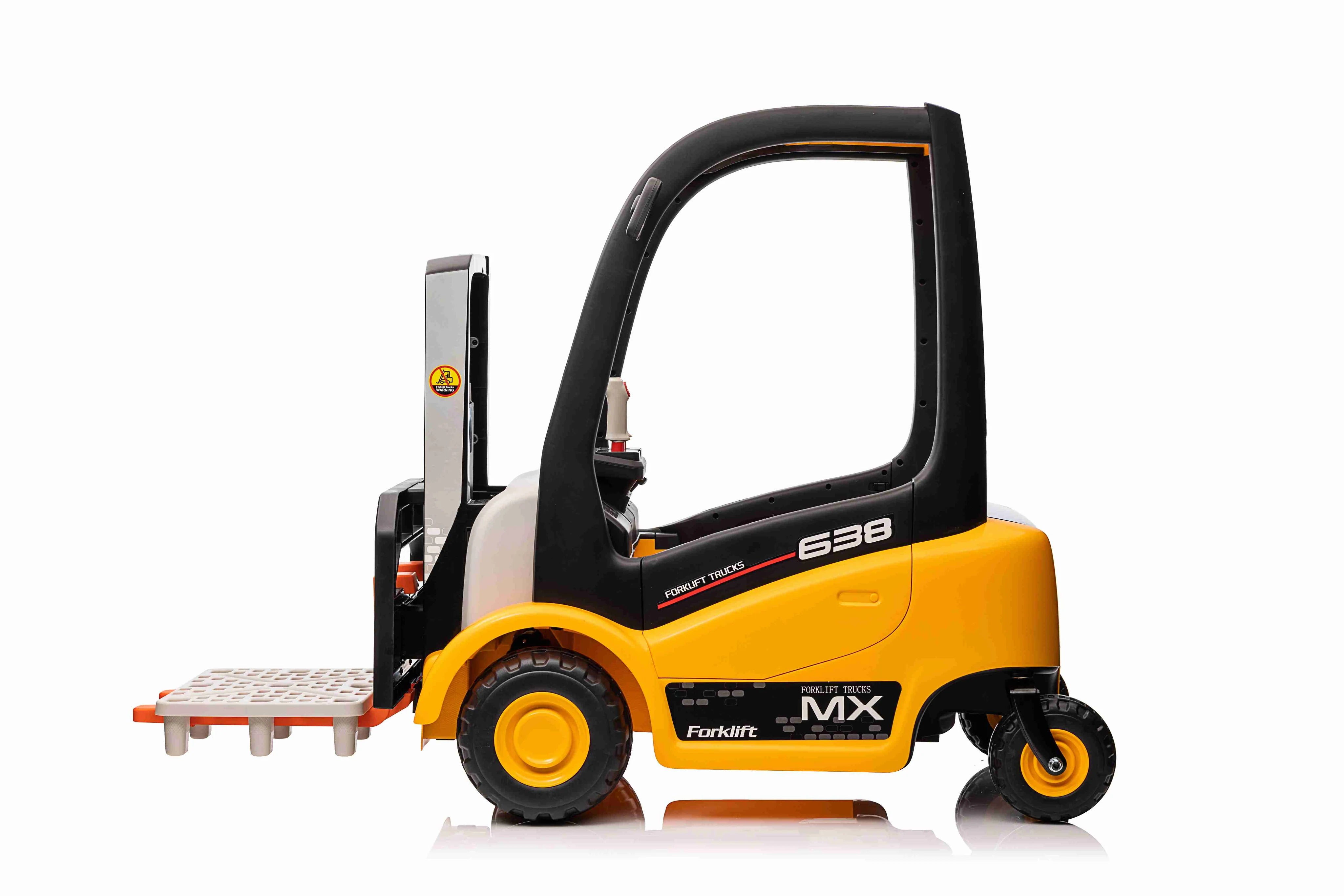 2025 Kids 12V Forklift with Remote Ride On Truck - Liftable Forks - Swivel Wheels - Yellow