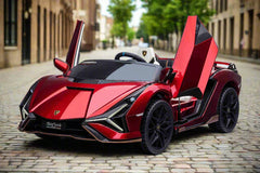Lamborghini Sian XXL 2 Seater 24V Kids Ride on Car with Remote & Adult Seat in Pink & Met Red