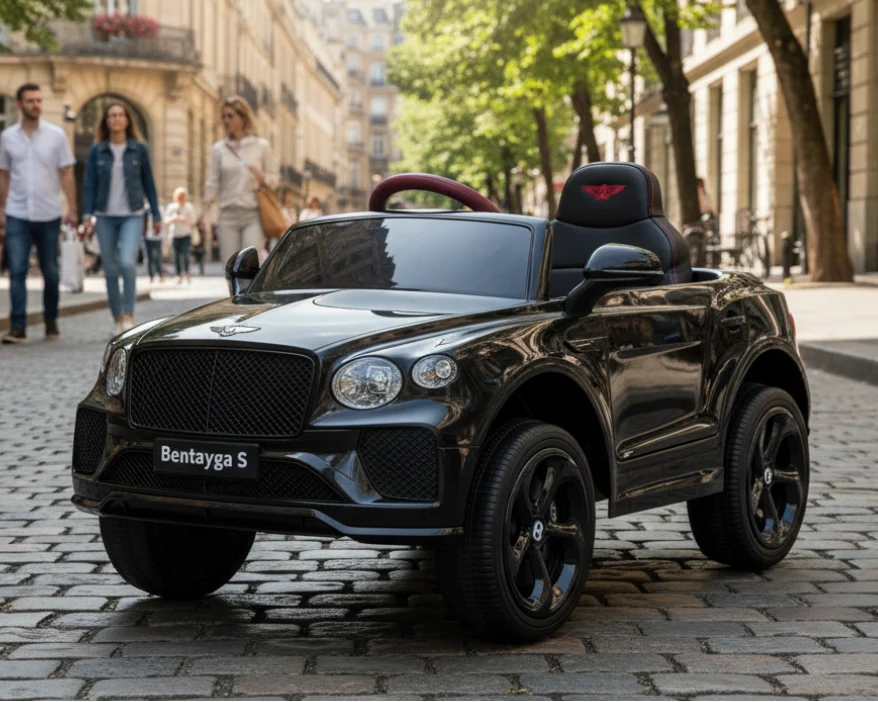 Bentley Bentayga Kids 12v Ride On Car with Remote in White, Pink, Black - Leather Seat & EVA Wheels