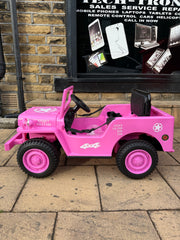 New Willys Jeep 4WD 12v single seat kids car - Pink