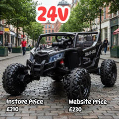 24v Ride on UTV Mini Buggy with 4 x Motors Leather Seat EVA Wheels and Remote - Black